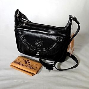 Patricia Nash vintage distressed leather Camila hobo shoulder bag.